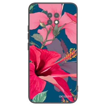Picasee Xiaomi Redmi Note 9T Hülle - Schwarzes Silikon - Hibiscus