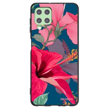 Picasee Samsung Galaxy A22 A225F 4G Hülle - Schwarzes Silikon - Hibiscus