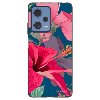 Picasee Xiaomi Redmi Note 12 Pro 5G Hülle - Schwarzes Silikon - Hibiscus