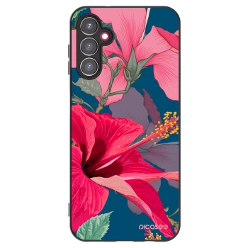 Picasee Samsung Galaxy A14 4G A145R Hülle - Schwarzes Silikon - Hibiscus