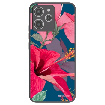Picasee Xiaomi Redmi 12 4G Hülle - Schwarzes Silikon - Hibiscus