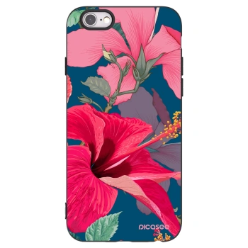 Picasee Apple iPhone 6/6S Hülle - Schwarzes Silikon - Hibiscus