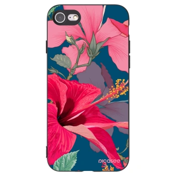 Picasee Apple iPhone 7 Hülle - Schwarzes Silikon - Hibiscus