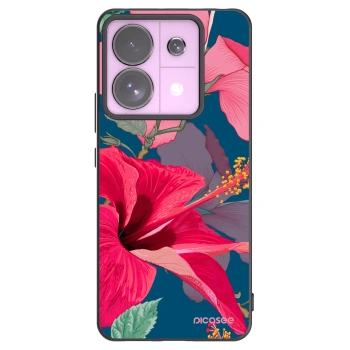 Picasee Xiaomi Redmi Note 13 Pro 5G Hülle - Schwarzes Silikon - Hibiscus