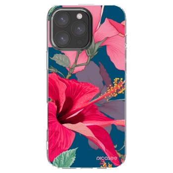Picasee Apple iPhone 16 Pro Max Hülle - Transparentes Silikon - Hibiscus