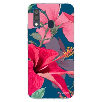 Picasee Samsung Galaxy A40 A405F Hülle - Transparentes Silikon - Hibiscus