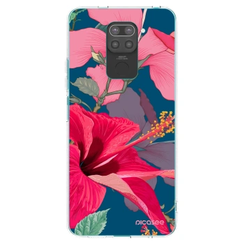 Picasee Xiaomi Redmi Note 9 Hülle - Schwarzes Silikon - Hibiscus