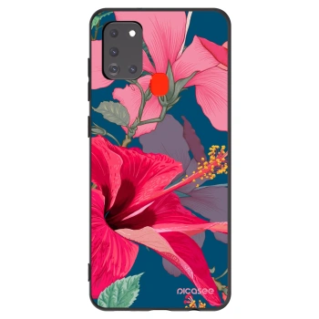 Picasee Samsung Galaxy A21s Hülle - Schwarzes Silikon - Hibiscus