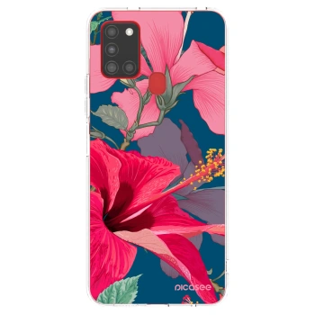 Picasee Samsung Galaxy A21s Hülle - Transparentes Silikon - Hibiscus