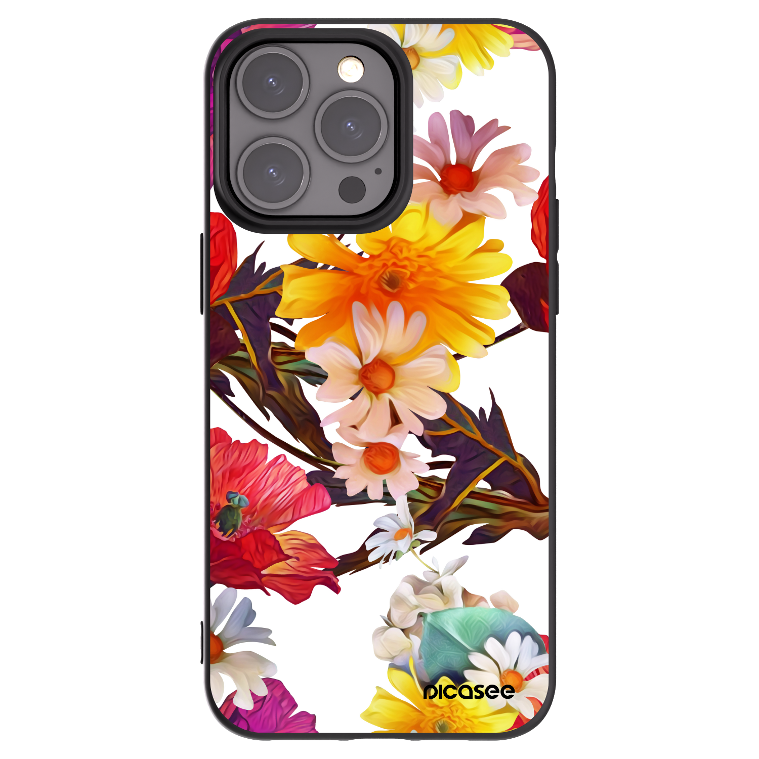 Picasee Apple iPhone 15 Pro Max Hülle - Schwarzes Silikon - Meadow