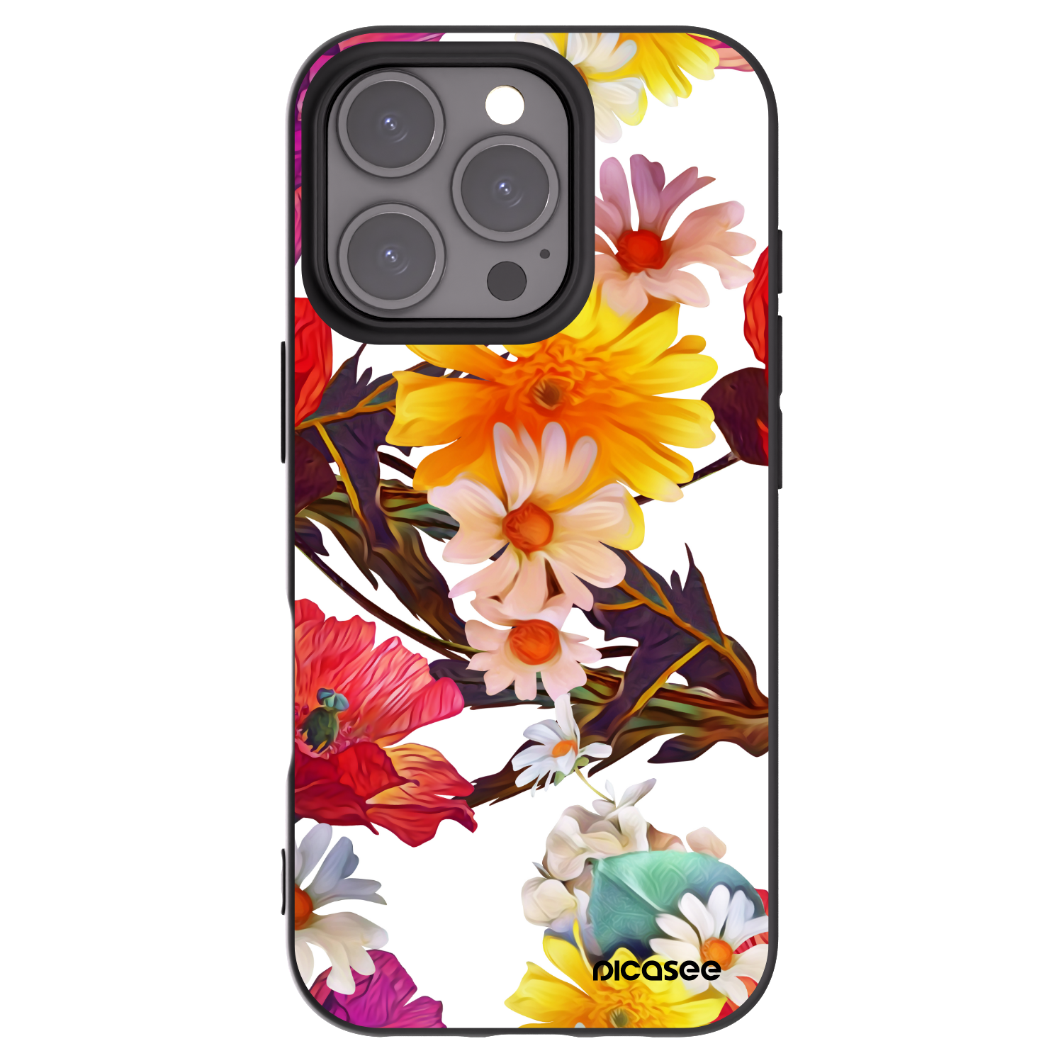 Picasee Apple iPhone 16 Pro Hülle - Schwarzes Silikon - Meadow