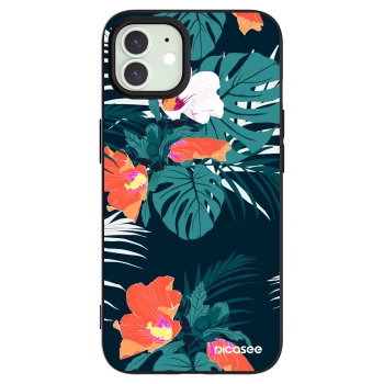 Picasee Apple iPhone 12 Hülle - Schwarzes Silikon - Monstera Color