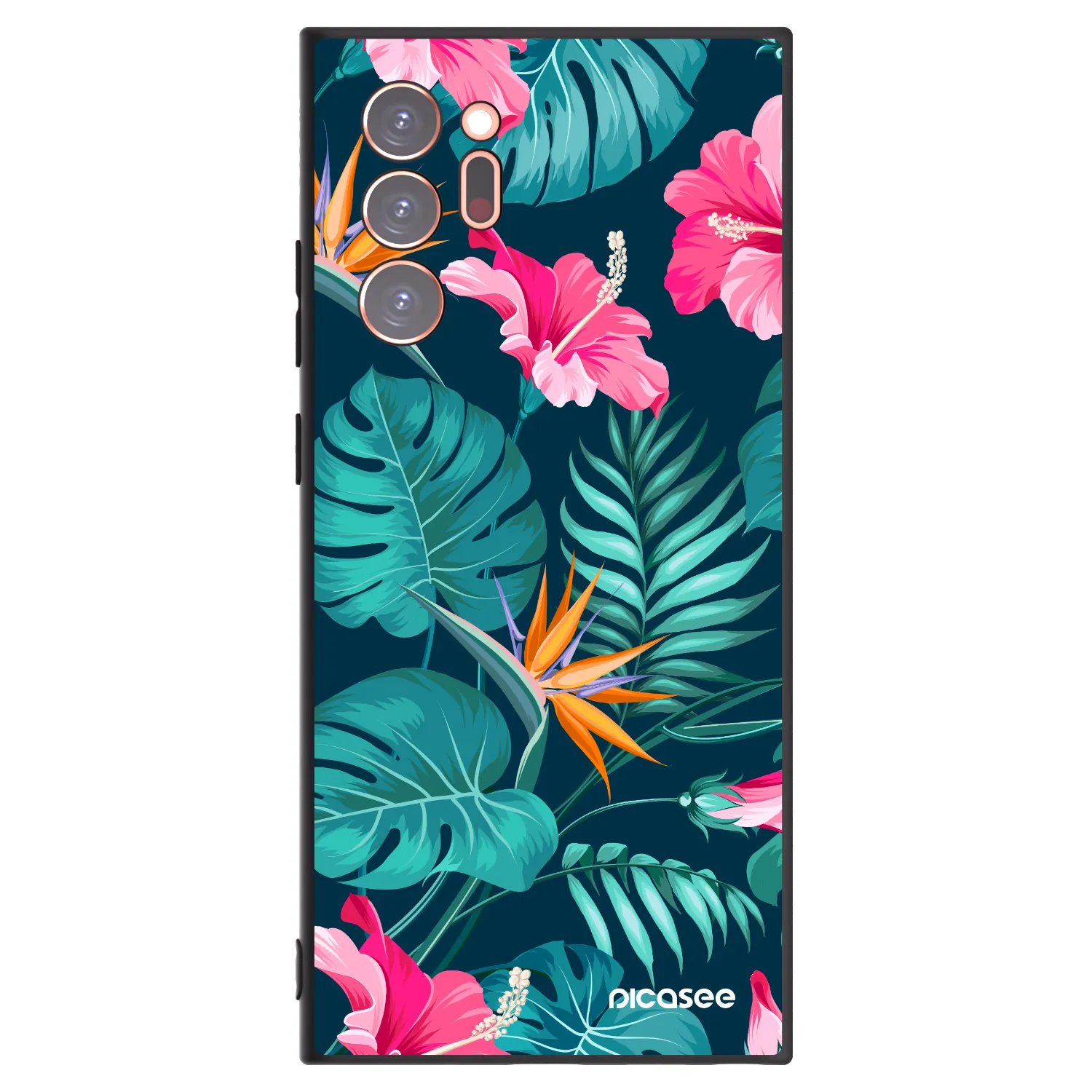 Picasee Samsung Galaxy Note 20 Ultra Hülle - Schwarzes Silikon - Pink Monstera