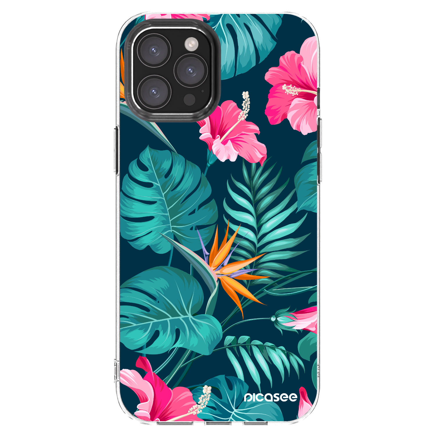 Picasee Apple iPhone 12 Pro Max Hülle - Transparentes Silikon - Pink Monstera