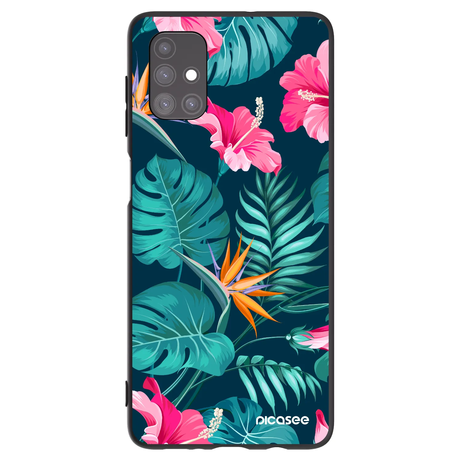 Picasee Samsung Galaxy M51 M515F Hülle - Schwarzes Silikon - Pink Monstera