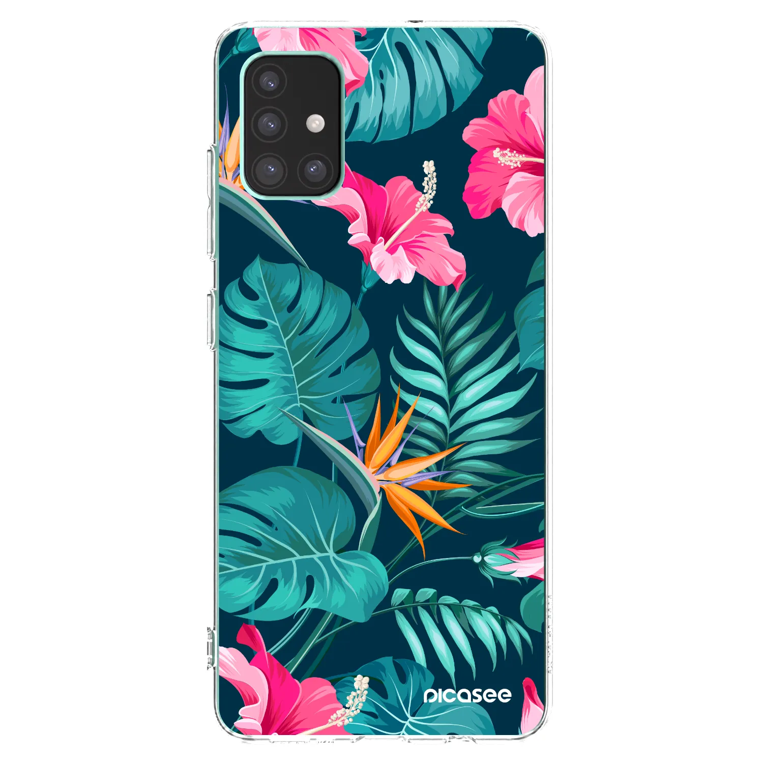 Picasee Samsung Galaxy M51 M515F Hülle - Transparentes Silikon - Pink Monstera