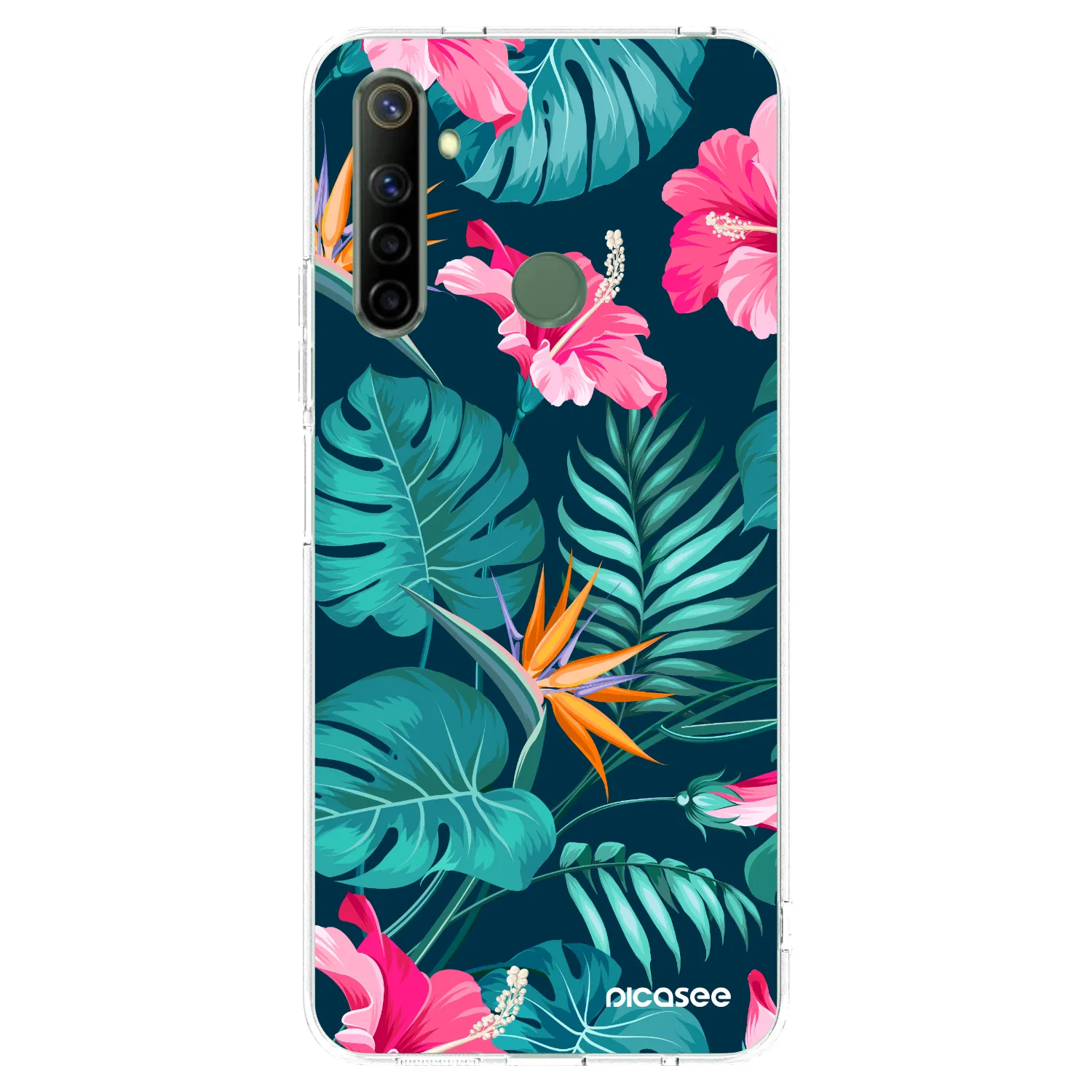 Picasee Realme 6i Hülle - Transparentes Silikon - Pink Monstera
