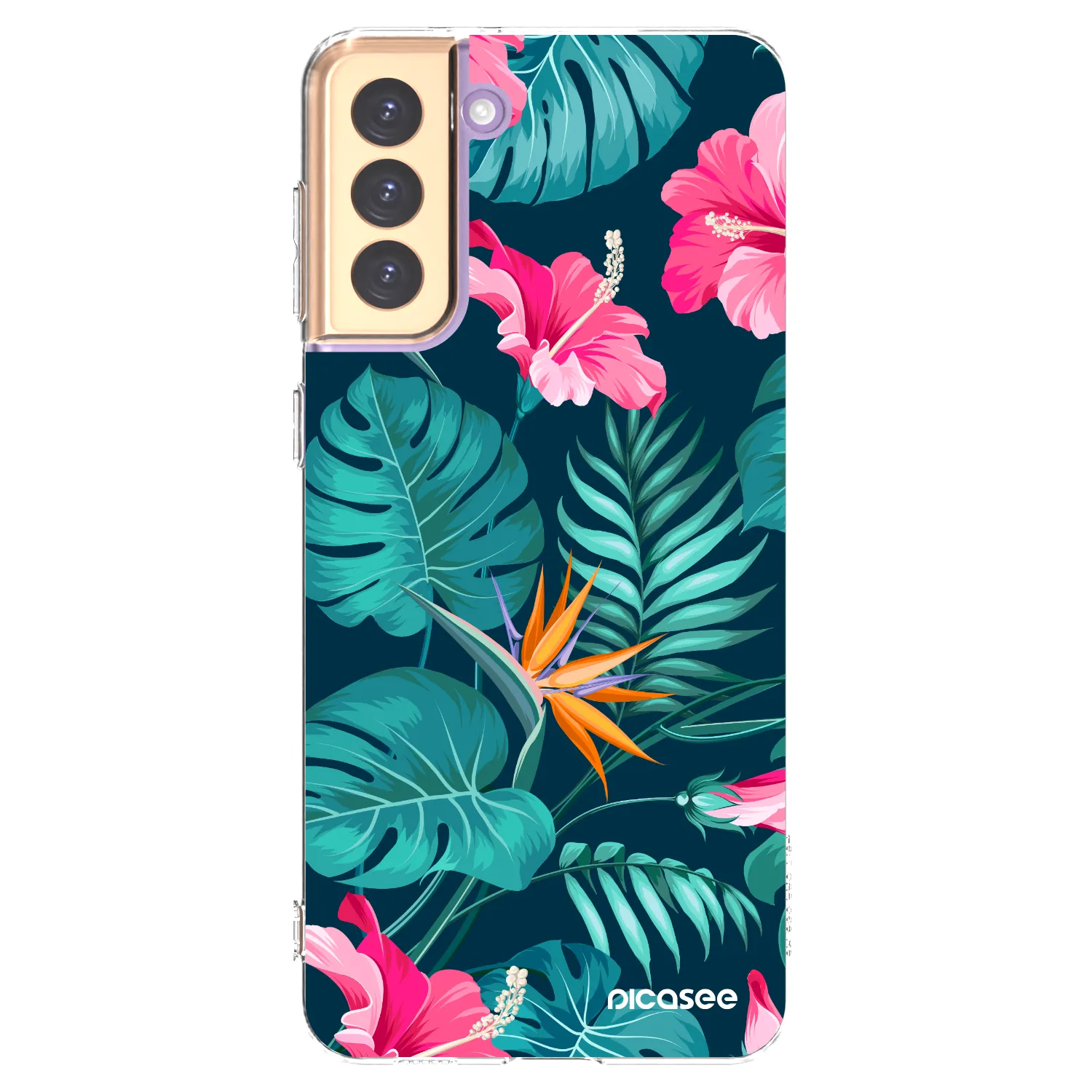 Picasee Samsung Galaxy S21+ 5G G996F Hülle - Transparentes Silikon - Pink Monstera