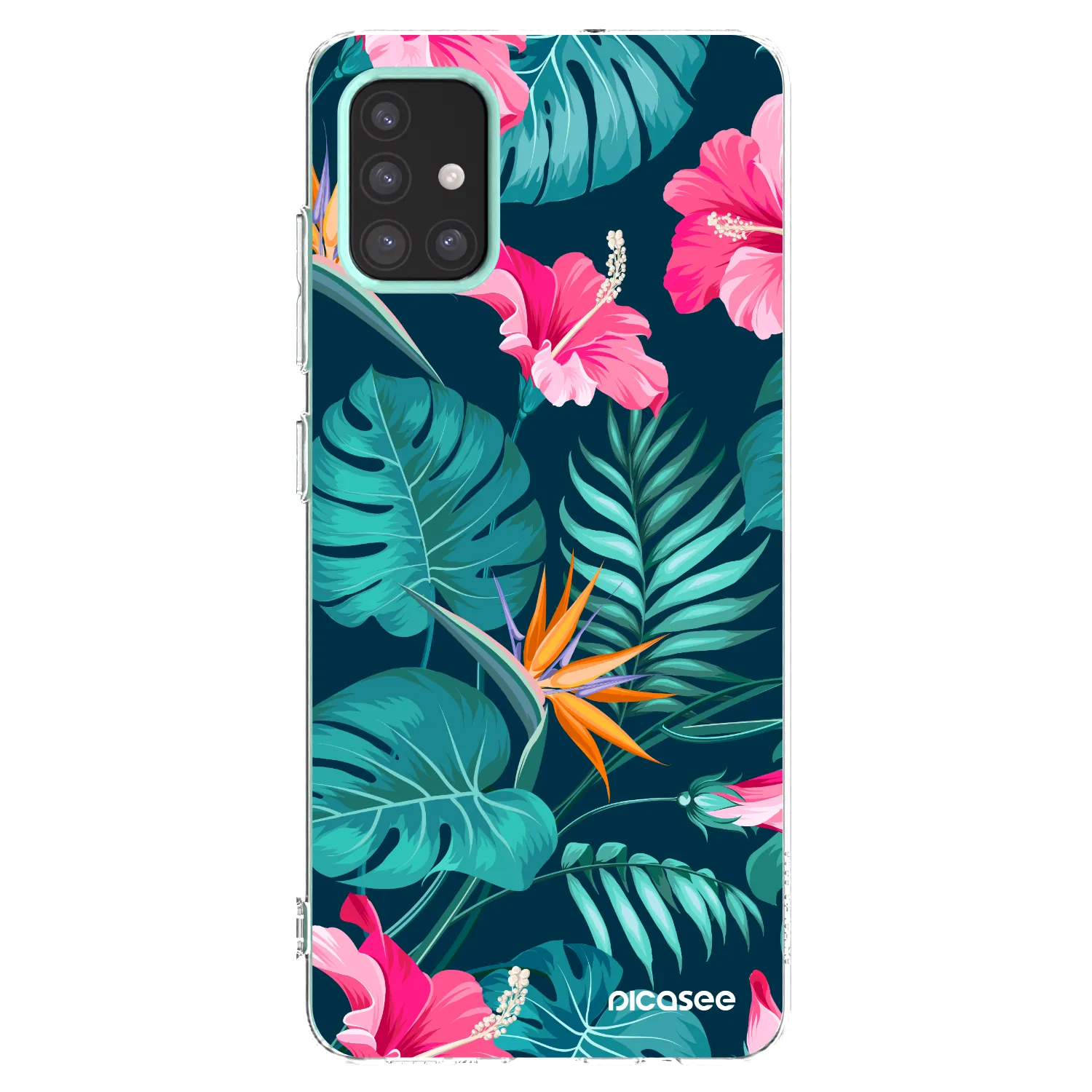 Picasee Samsung Galaxy M31s Hülle - Transparentes Silikon - Pink Monstera