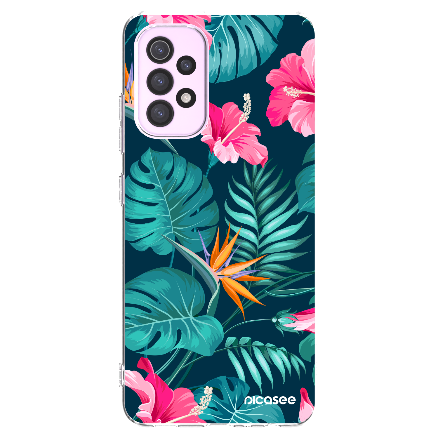 Picasee Samsung Galaxy A32 5G A326B Hülle - Transparentes Silikon - Pink Monstera