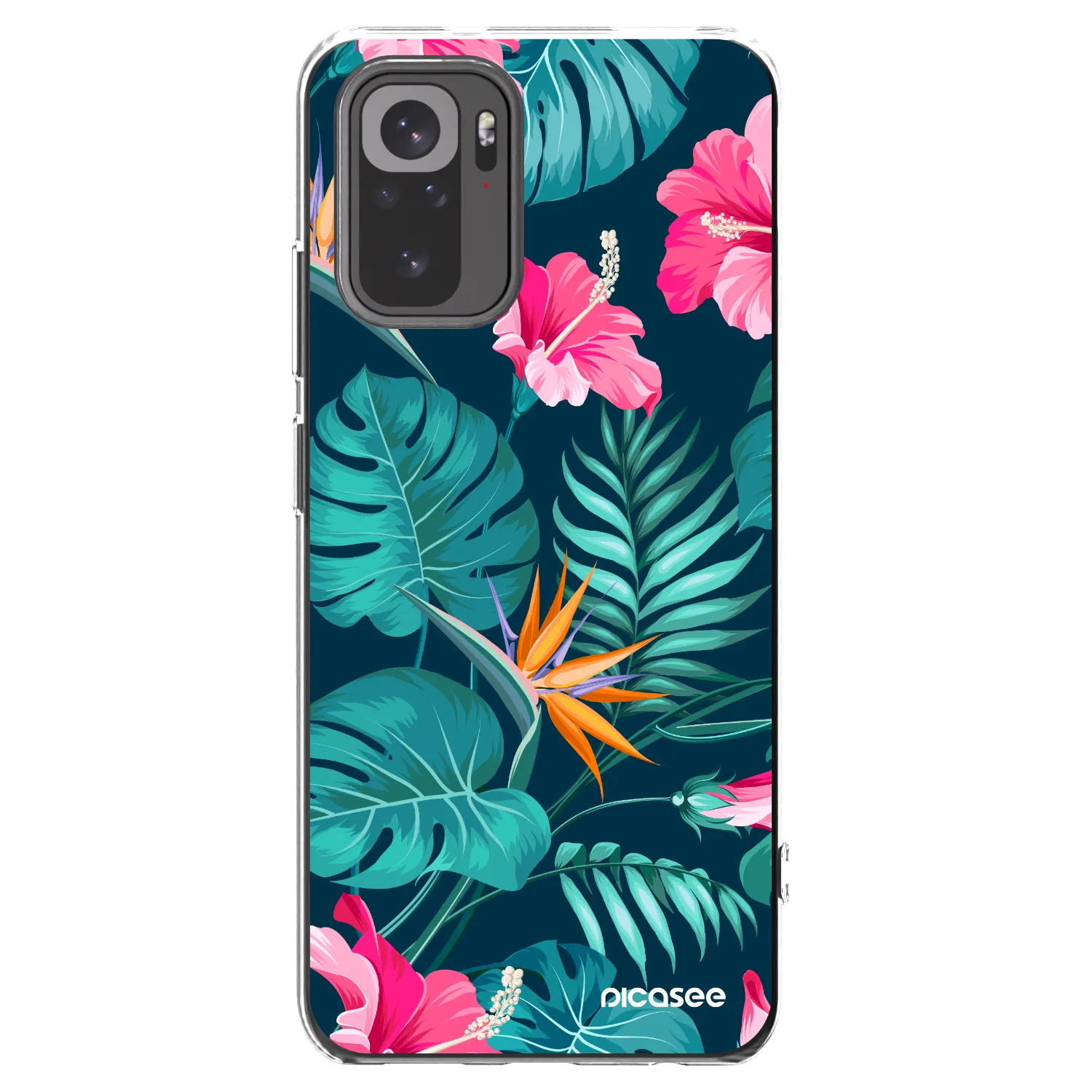 Picasee Xiaomi Redmi Note 10S Hülle - Transparentes Silikon - Pink Monstera