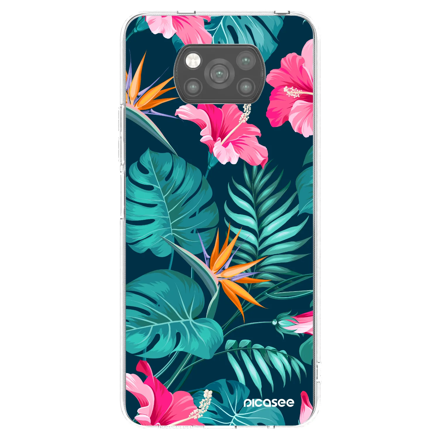 Picasee Xiaomi Poco X3 Pro Hülle - Schwarzes Silikon - Pink Monstera