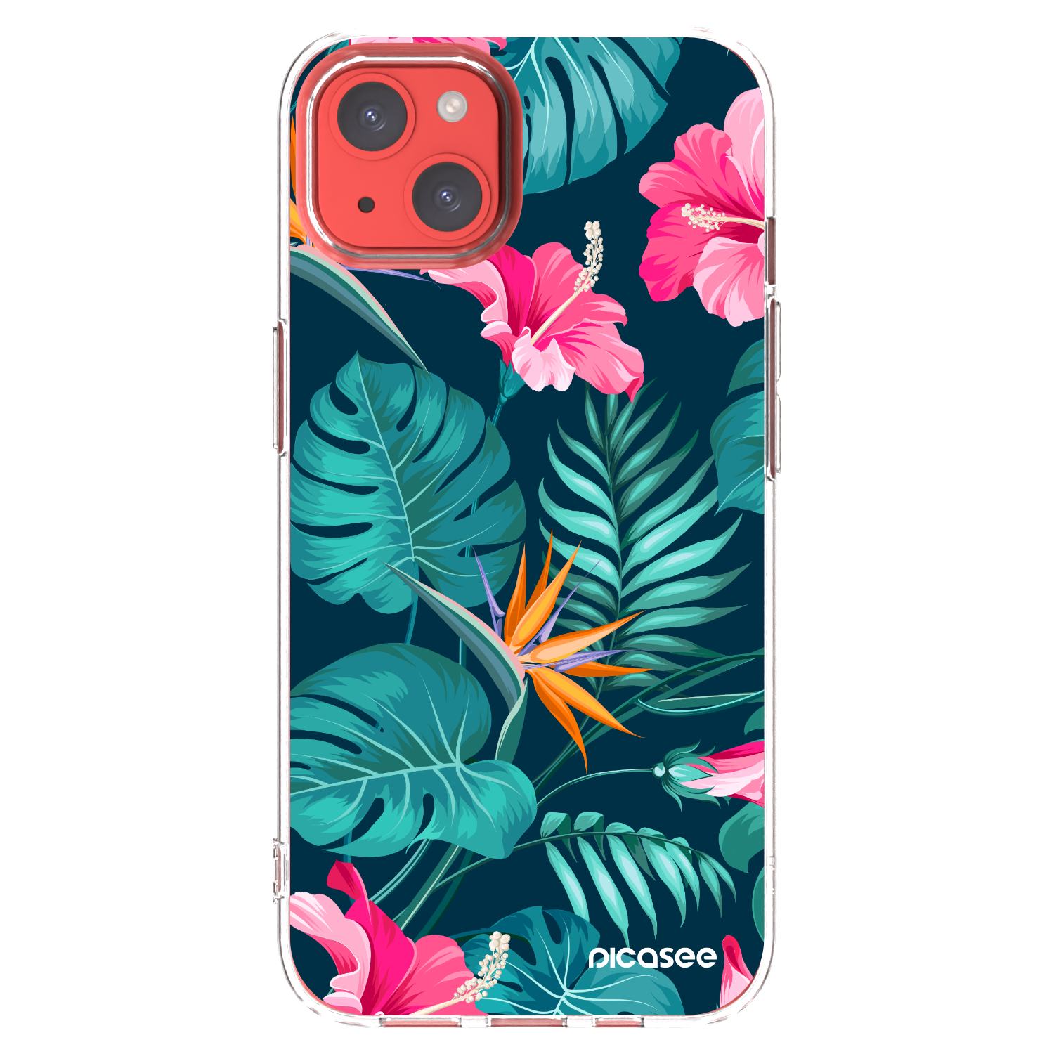 Picasee Apple iPhone 13 Hülle - Transparentes Silikon - Pink Monstera