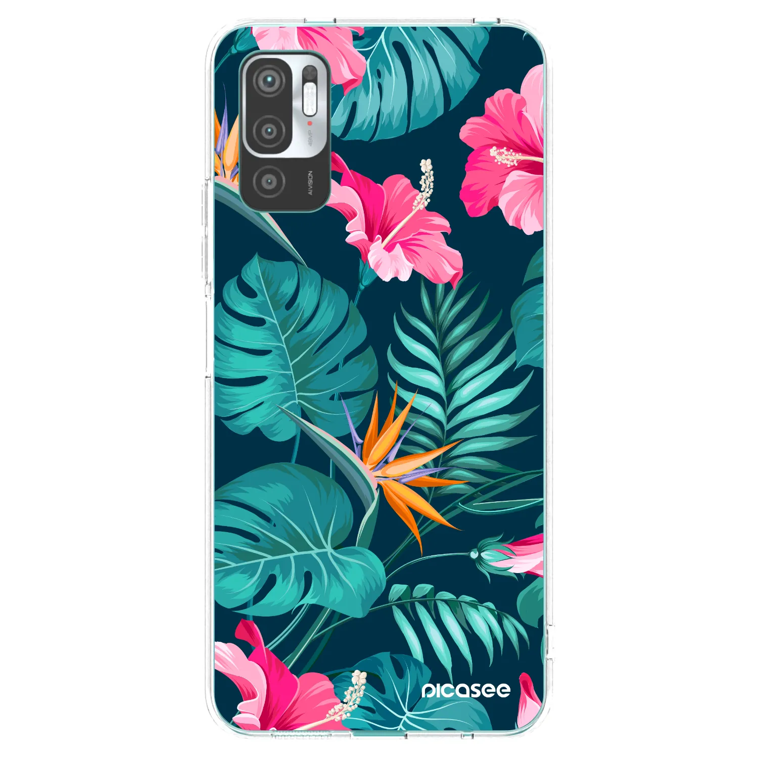 Picasee Xiaomi Redmi Note 10 5G Hülle - Transparentes Silikon - Pink Monstera