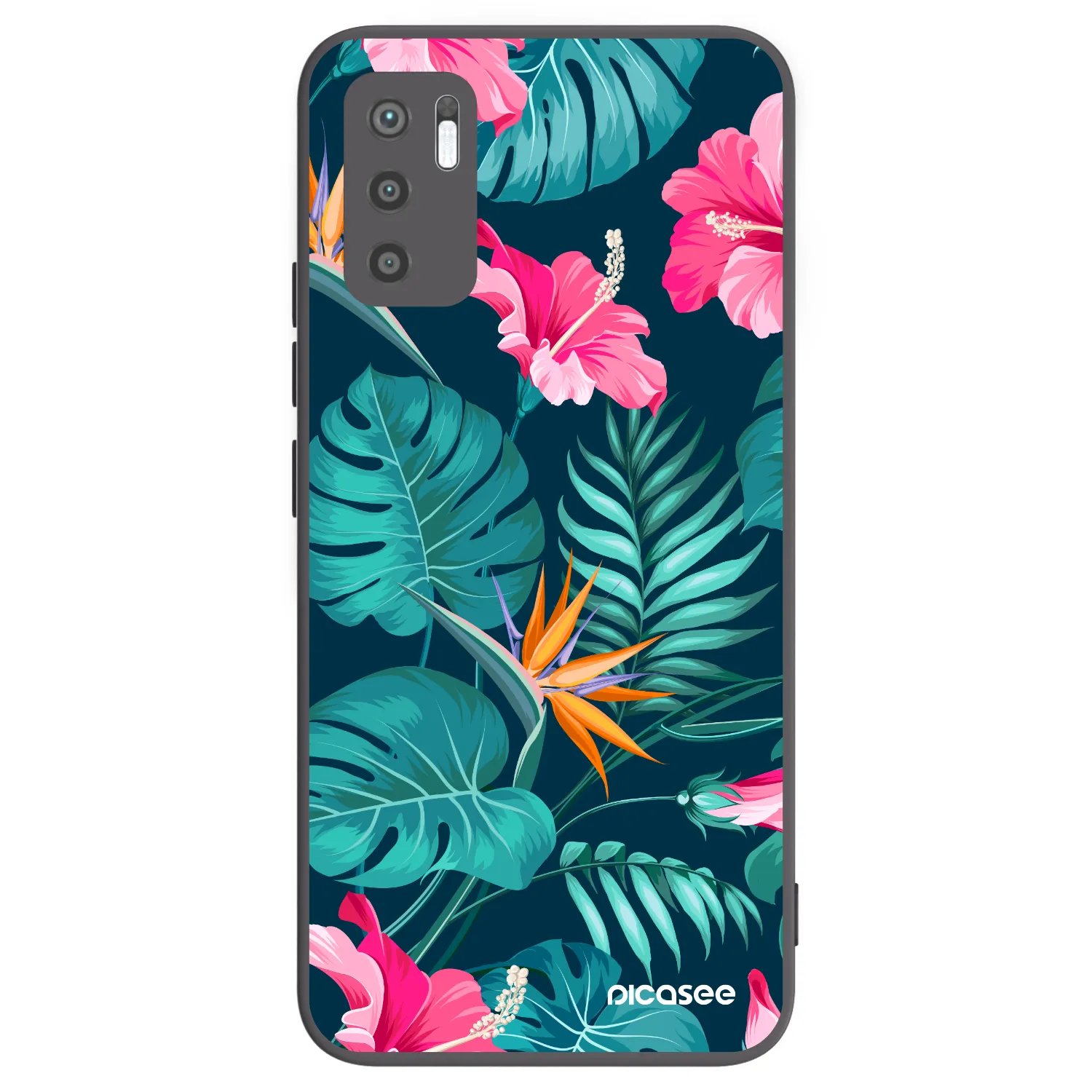 Picasee Xiaomi Redmi Note 10 5G Hülle - Schwarzes Silikon - Pink Monstera