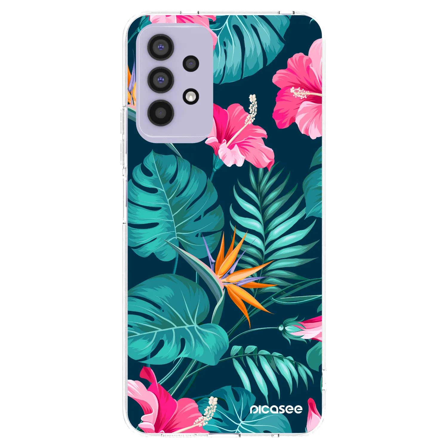 Picasee Samsung Galaxy A32 4G SM-A325F Hülle - Transparentes Silikon - Pink Monstera
