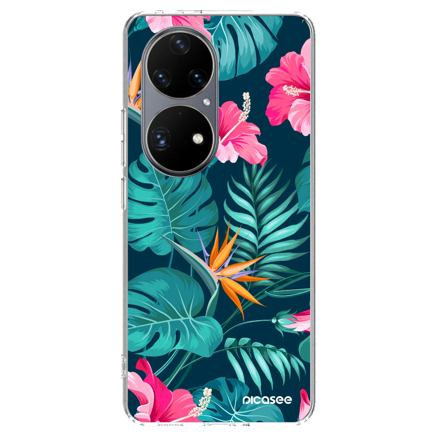 Picasee Huawei P50 Hülle - Transparentes Silikon - Pink Monstera