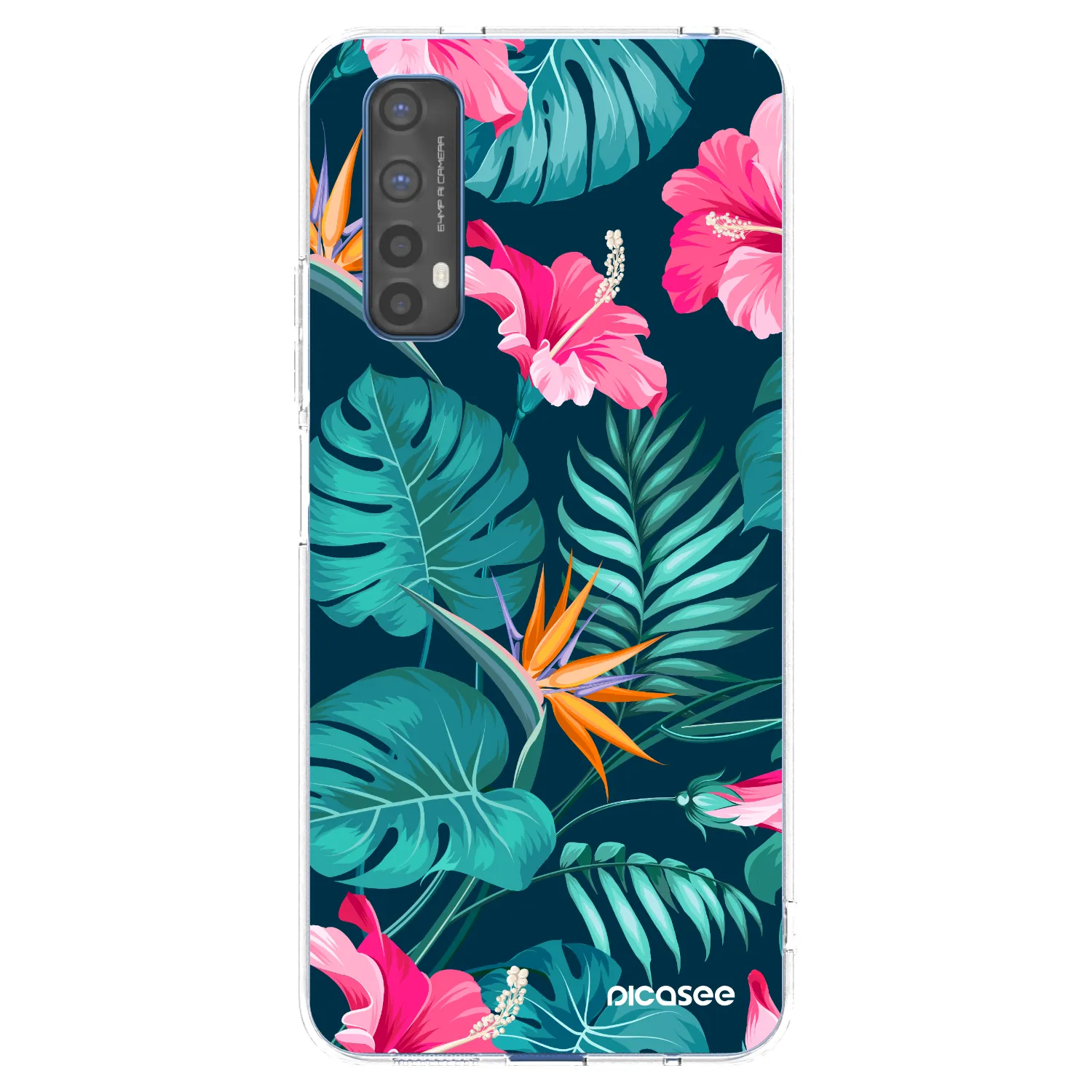 Picasee Realme 7 Hülle - Transparentes Silikon - Pink Monstera