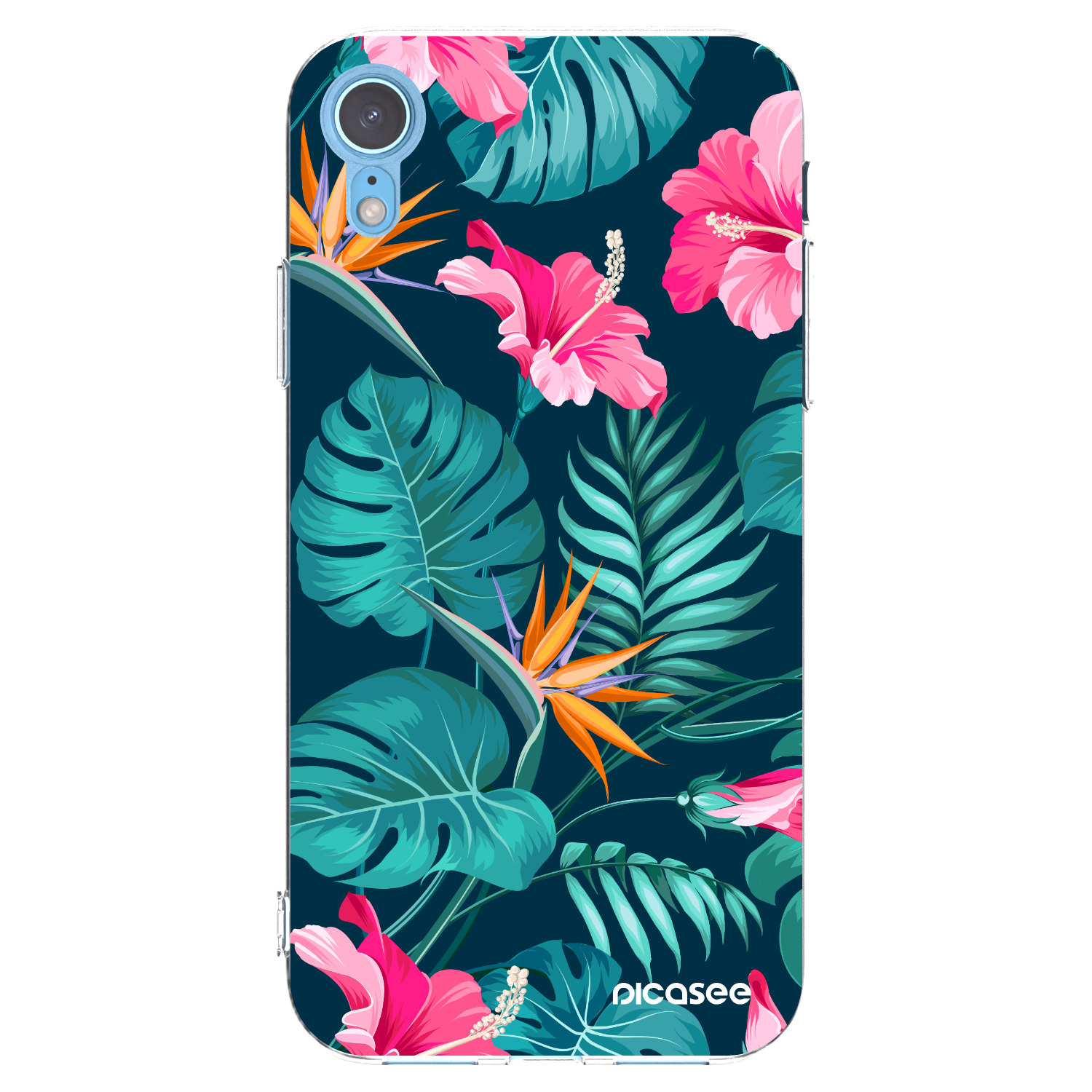 Picasee Apple iPhone XR Hülle - Transparentes Silikon - Pink Monstera