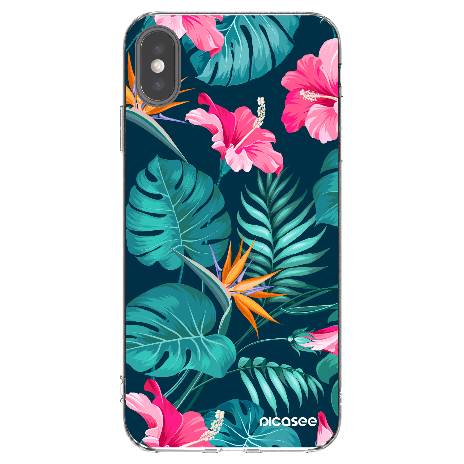 Picasee Apple iPhone XS Max Hülle - Transparentes Silikon - Pink Monstera