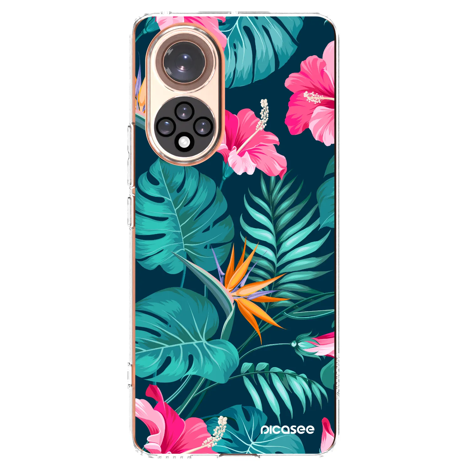 Picasee Honor 50 5G Hülle - Transparentes Silikon - Pink Monstera