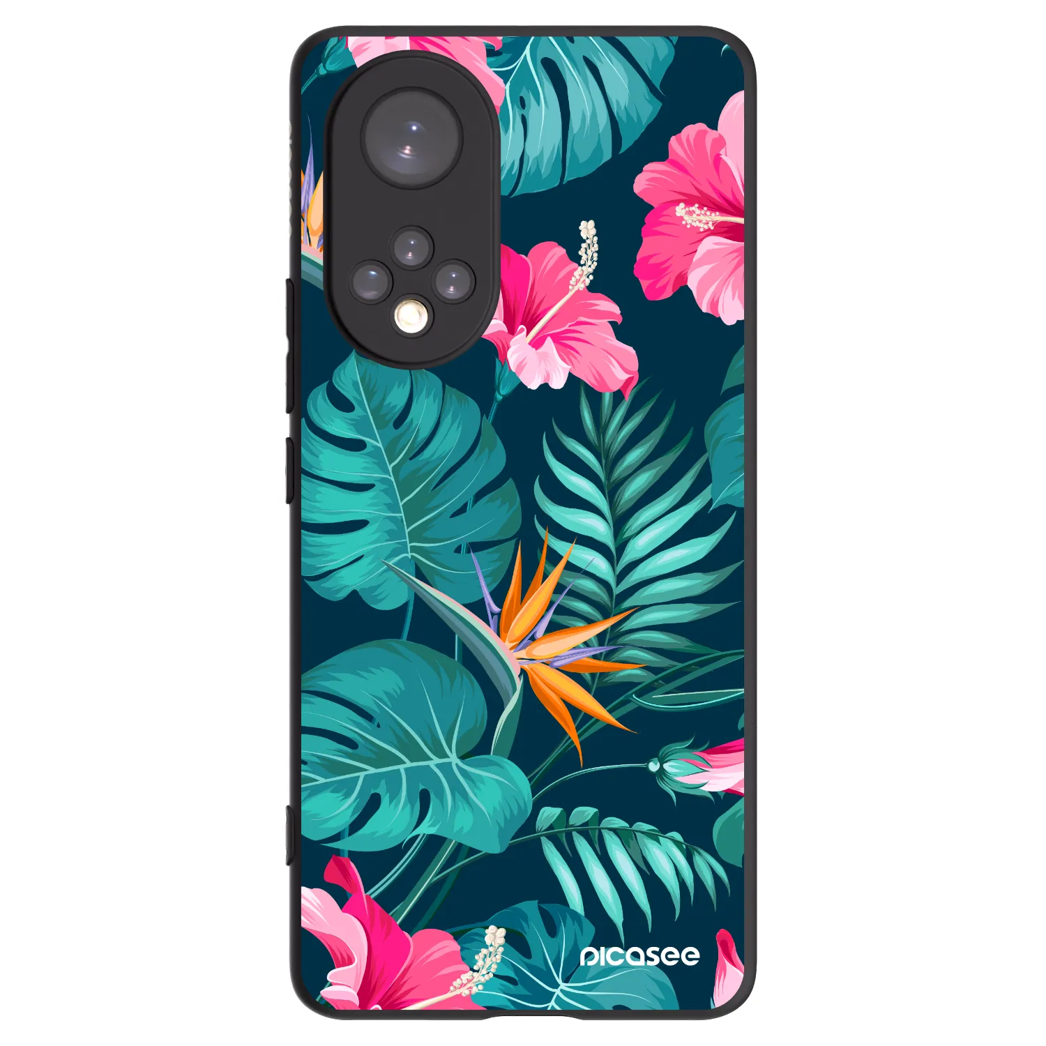 Picasee Huawei Nova 9 Hülle - Schwarzes Silikon - Pink Monstera