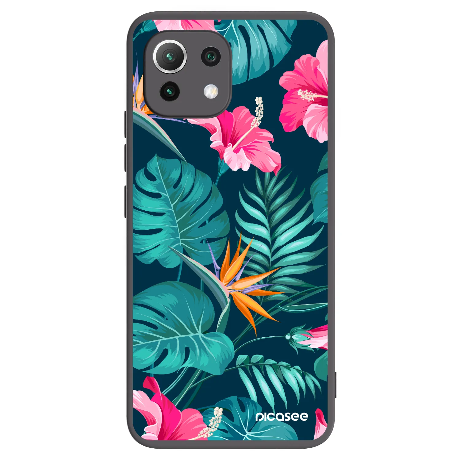 Picasee Xiaomi 11 Lite 5G NE Hülle - Schwarzes Silikon - Pink Monstera