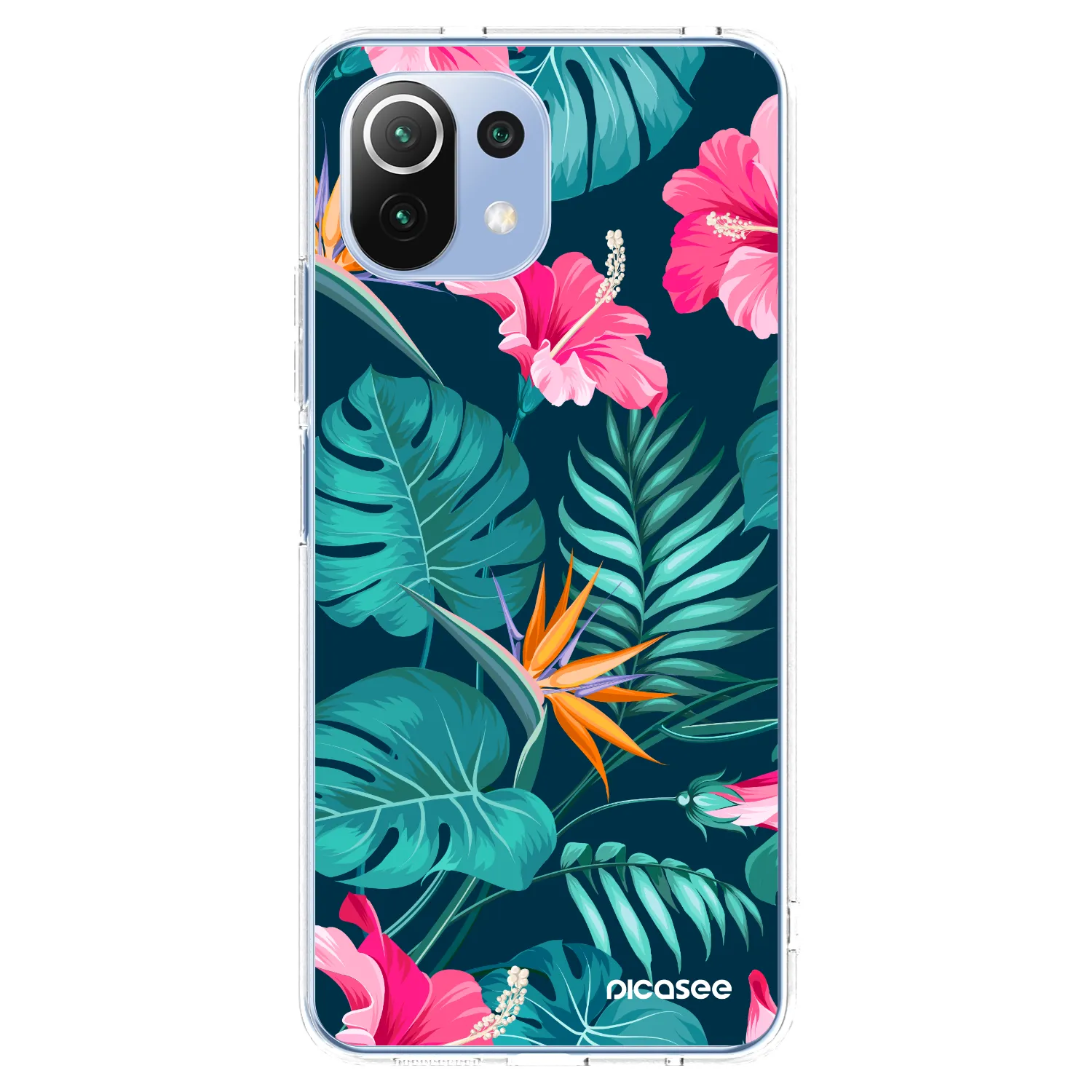 Picasee Xiaomi 11 Lite 5G NE Hülle - Transparentes Silikon - Pink Monstera