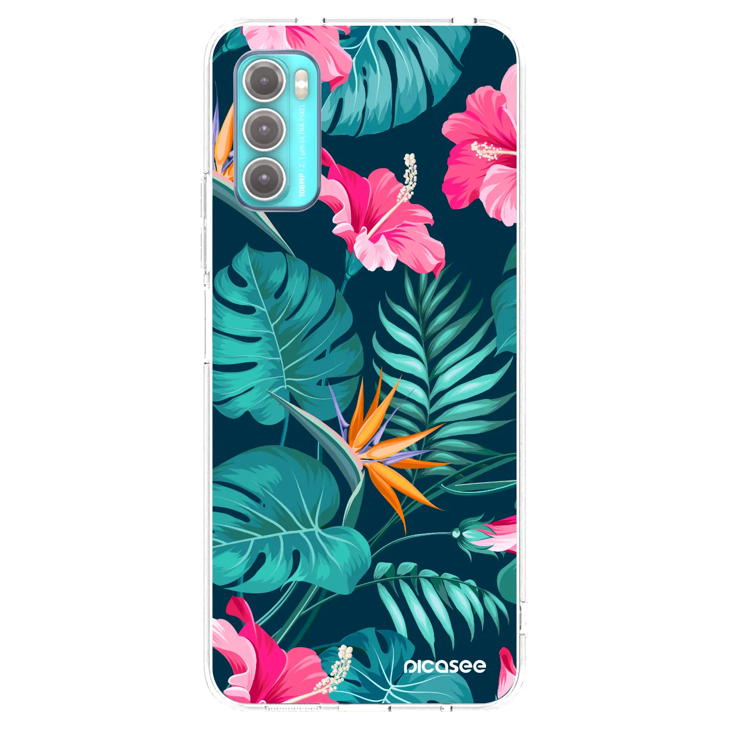 Picasee Motorola Moto G60 Hülle - Transparentes Silikon - Pink Monstera