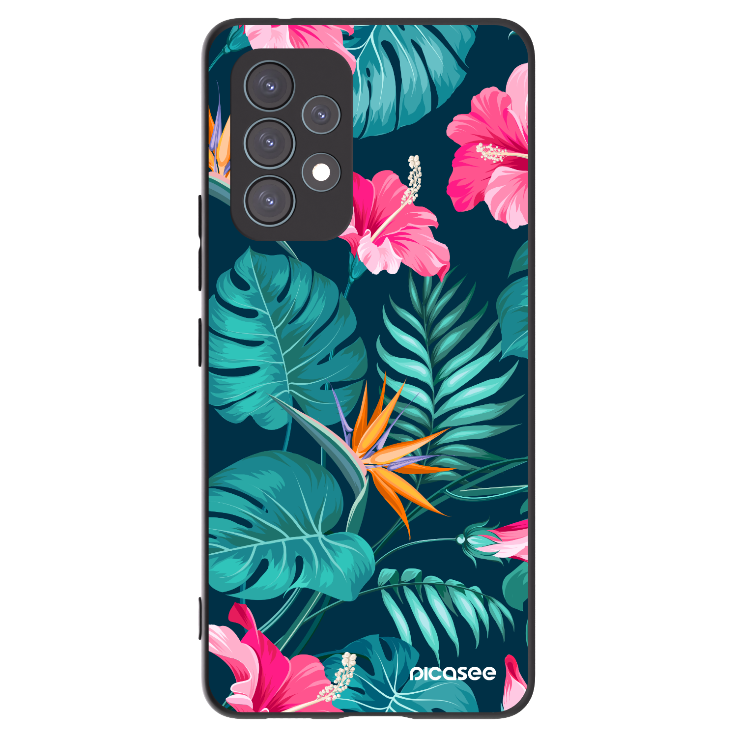 Picasee Samsung Galaxy A53 5G A536 Hülle - Schwarzes Silikon - Pink Monstera