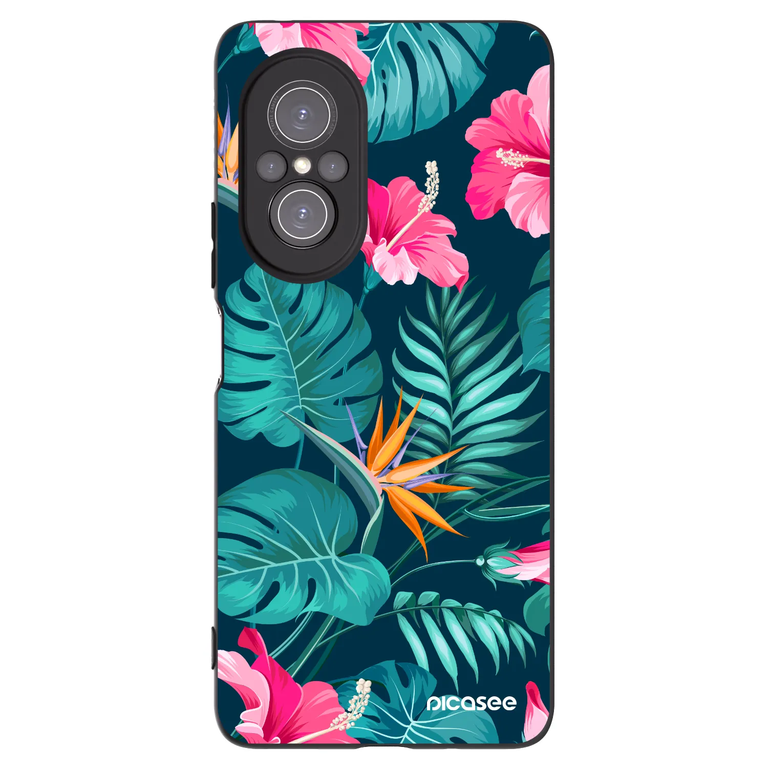 Picasee Huawei Nova 9 SE Hülle - Schwarzes Silikon - Pink Monstera