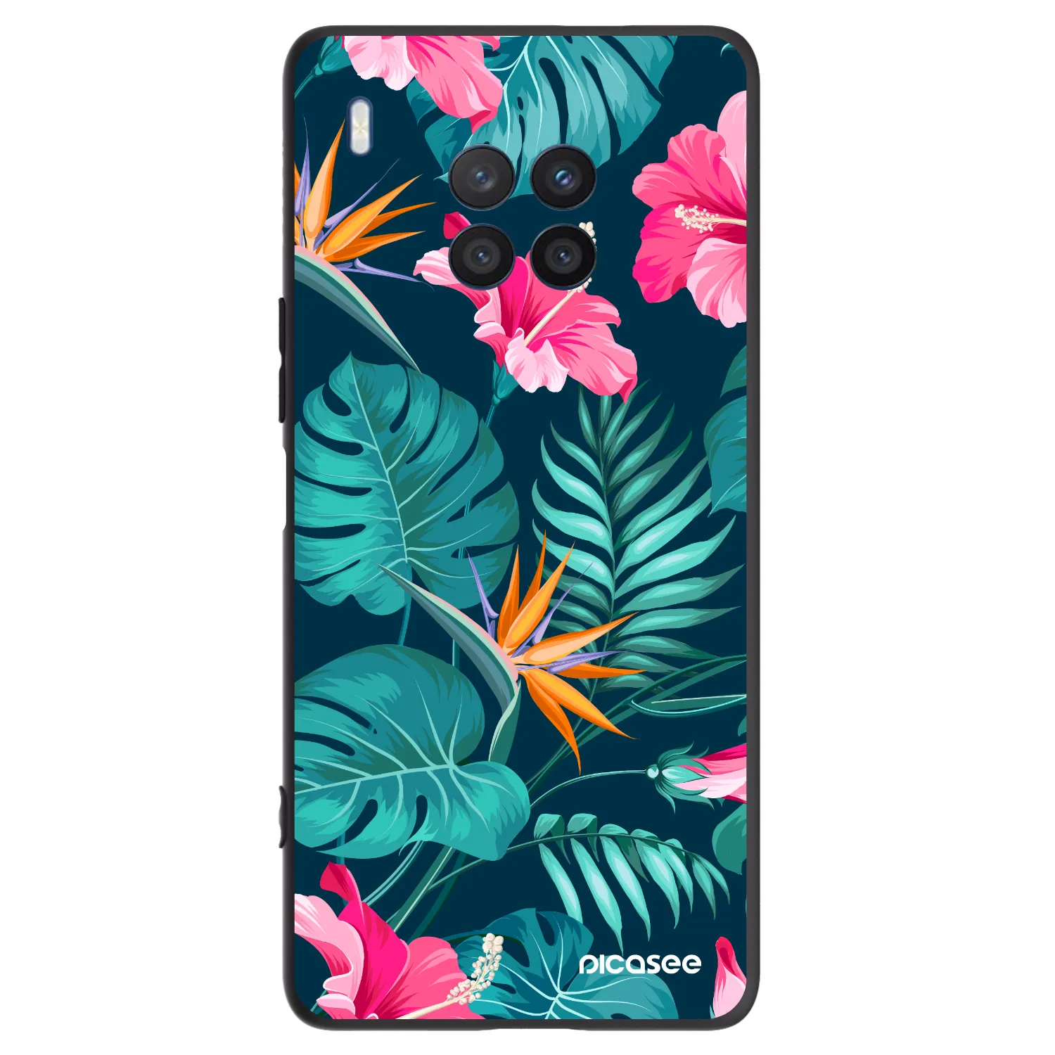 Picasee Honor 50 Lite Hülle - Schwarzes Silikon - Pink Monstera