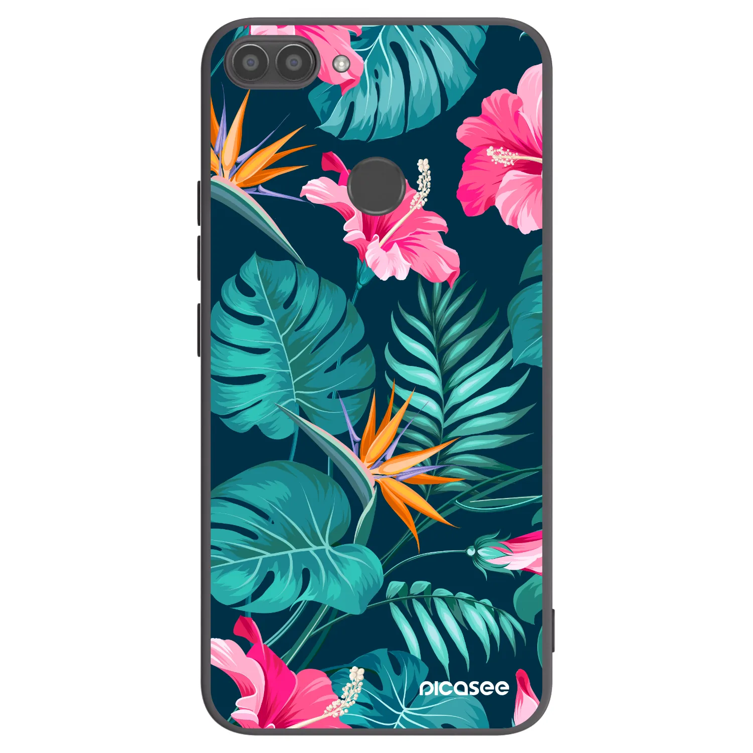 Picasee Huawei P Smart Hülle - Schwarzes Silikon - Pink Monstera