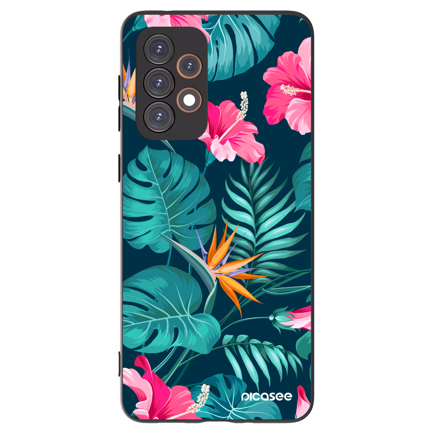 Picasee Samsung Galaxy A33 5G A336 Hülle - Schwarzes Silikon - Pink Monstera