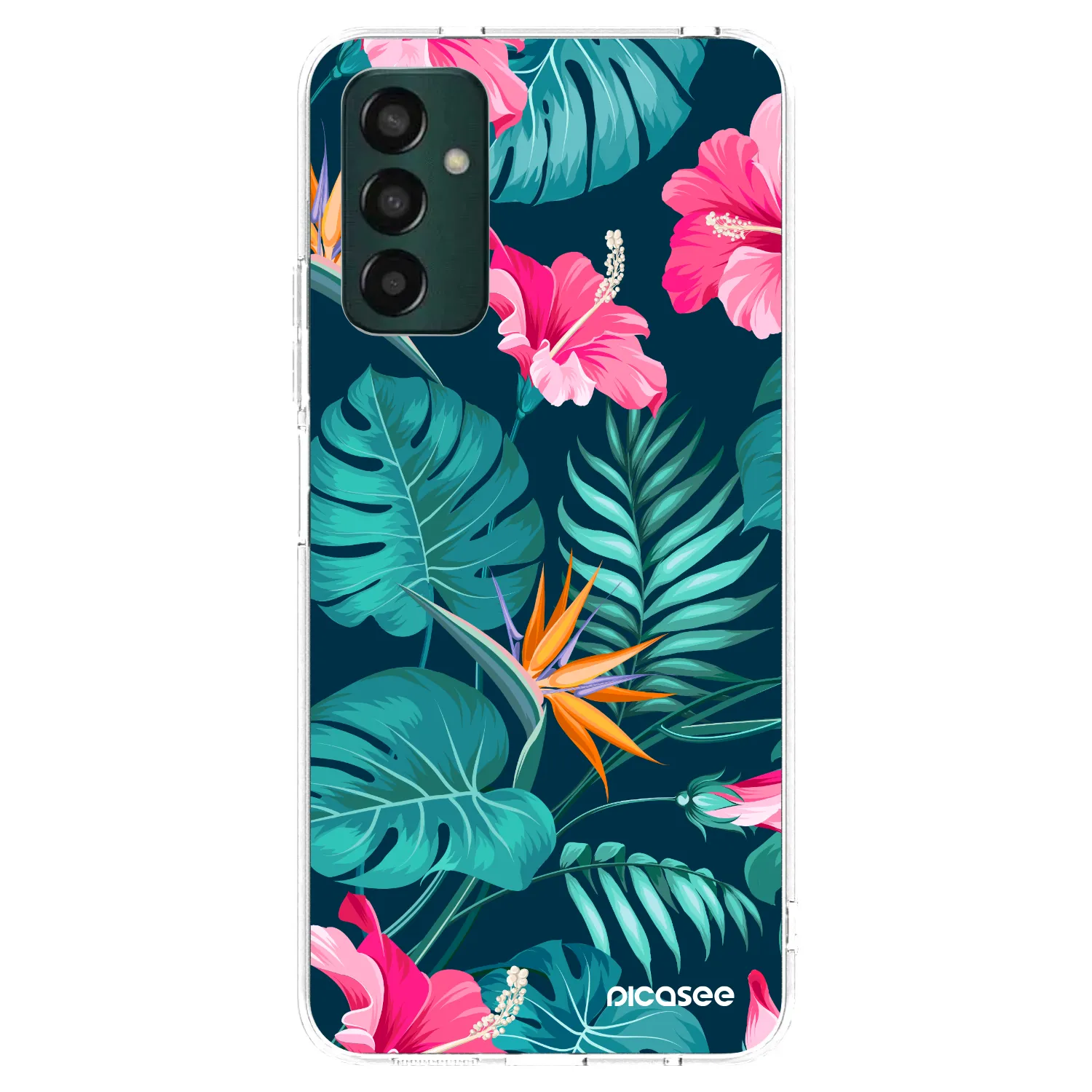 Picasee Samsung Galaxy M13 M135F Hülle - Transparentes Silikon - Pink Monstera