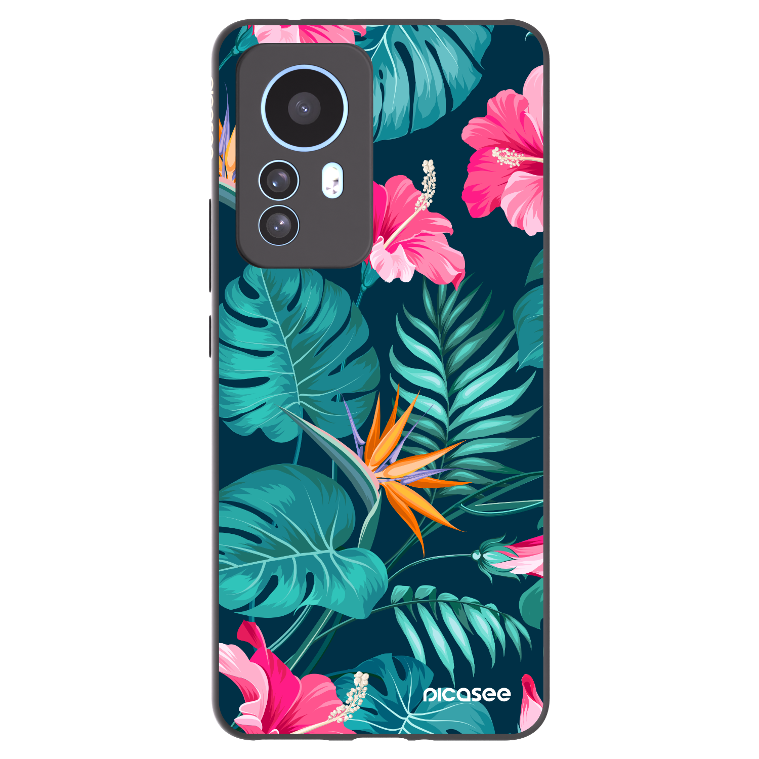 Picasee Xiaomi 12T Pro Hülle - Schwarzes Silikon - Pink Monstera