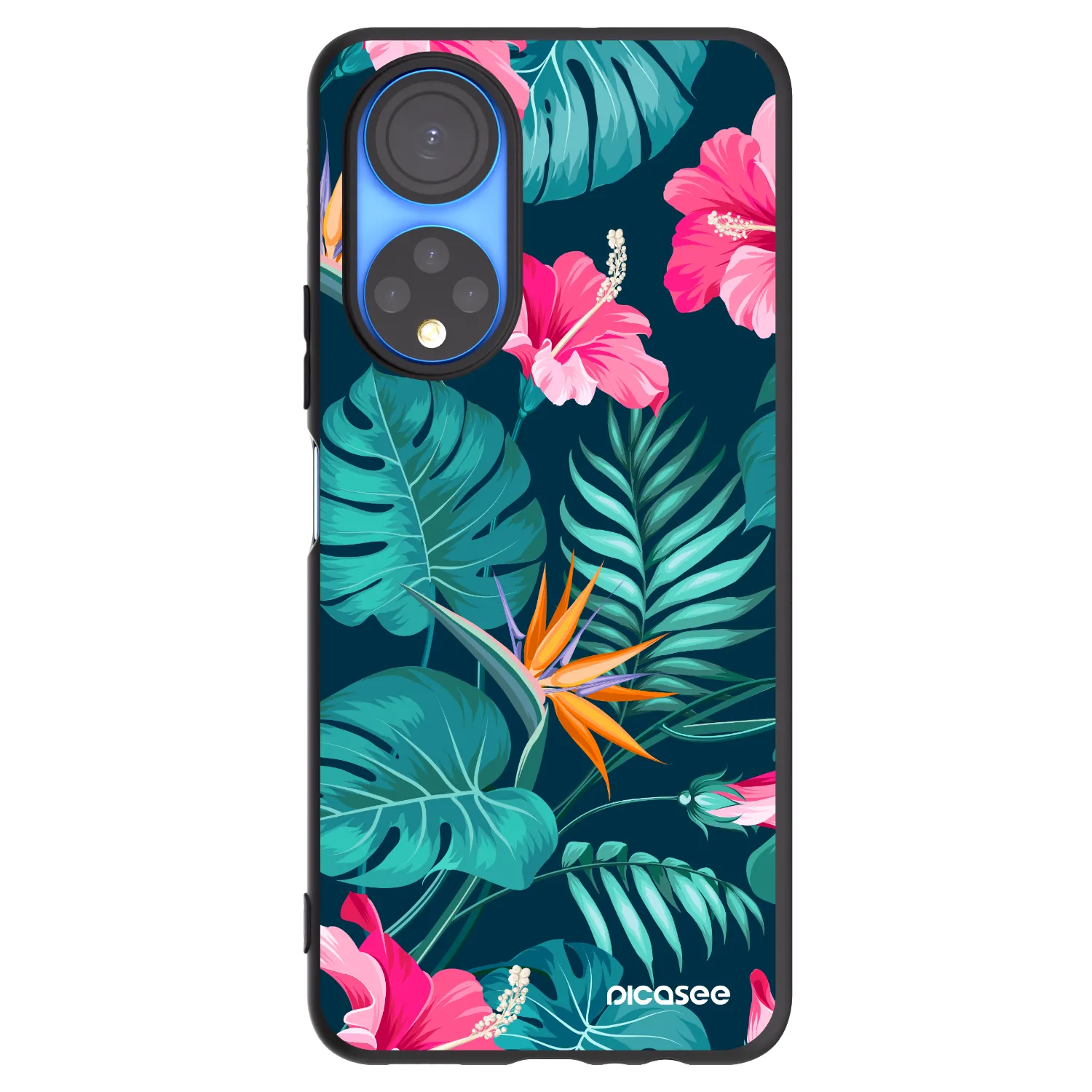 Picasee Honor X7 Hülle - Schwarzes Silikon - Pink Monstera