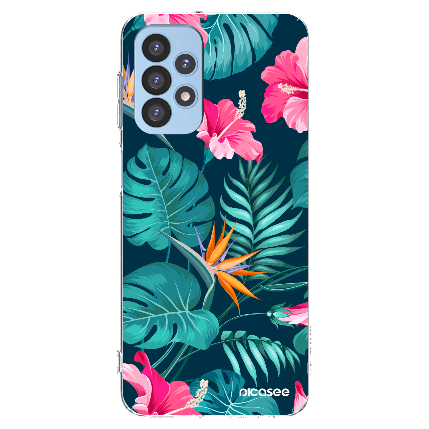 Picasee Samsung Galaxy A23 A235F 4G Hülle - Transparentes Silikon - Pink Monstera