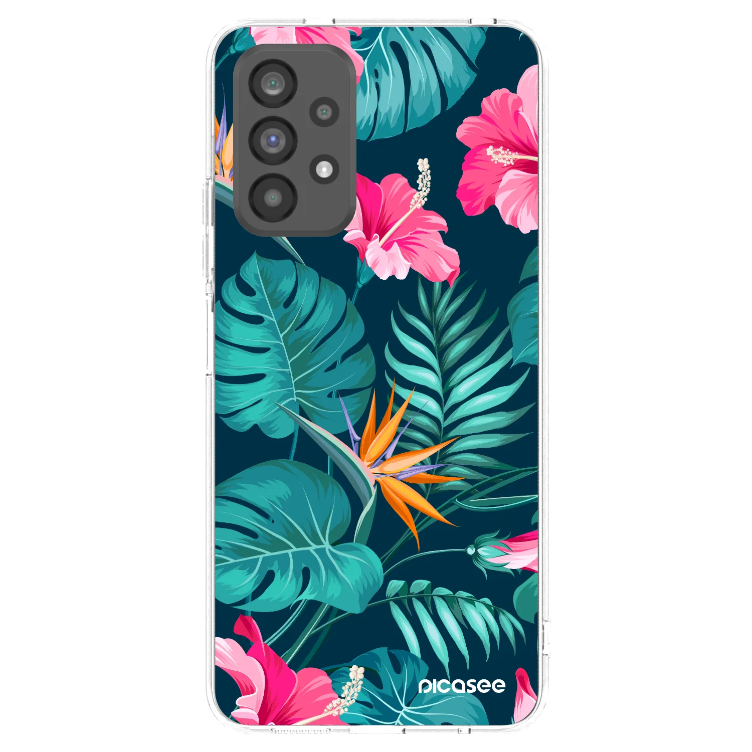 Picasee Samsung Galaxy A73 5G Hülle - Transparentes Silikon - Pink Monstera