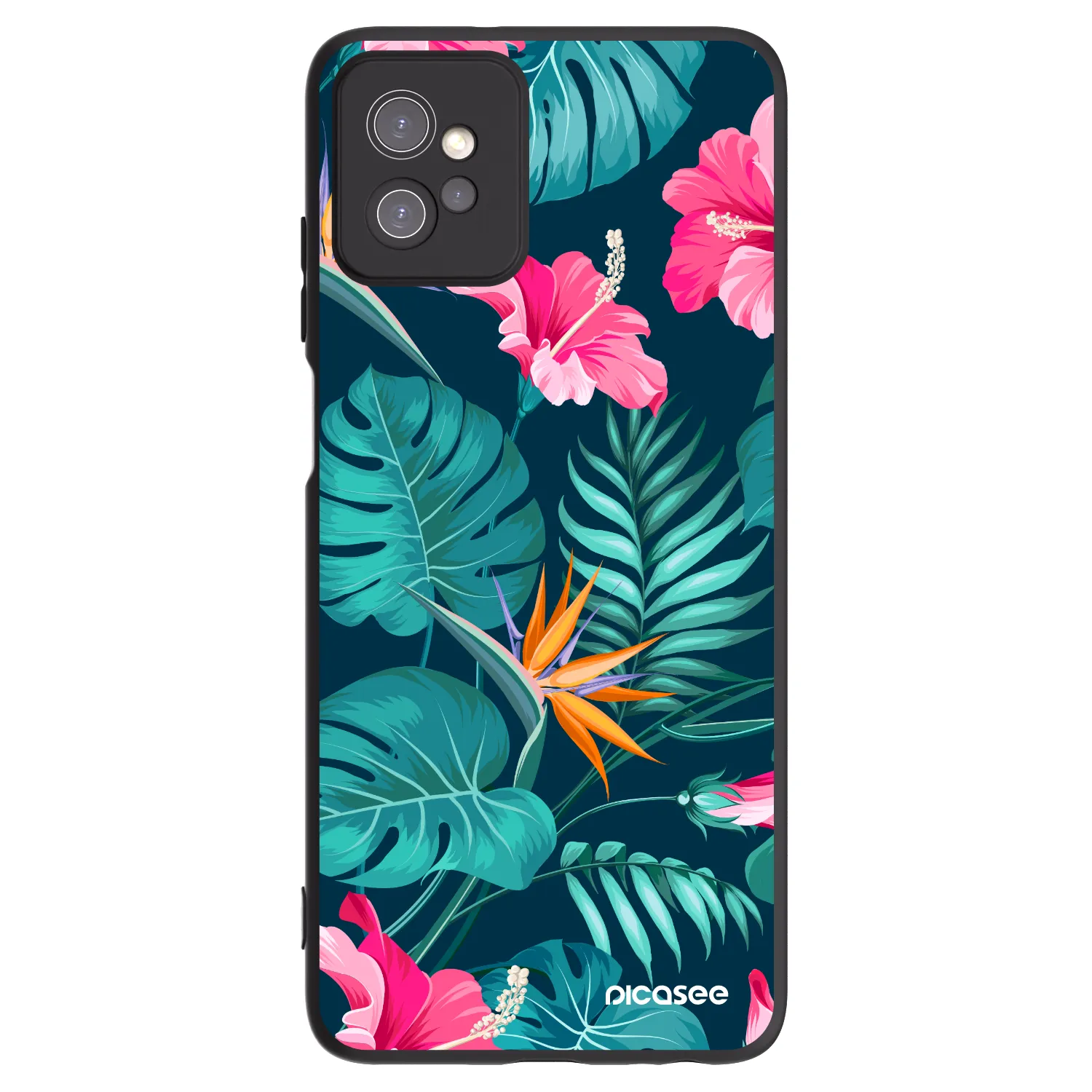 Picasee Motorola Moto G32 Hülle - Schwarzes Silikon - Pink Monstera